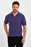 Erkek Polo Yaka Çizgili Triko T-Shirt