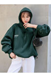 Destıny Tasarım Baskılı Sweatshirt Koyu Yeşil
