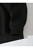 Kadın Siyah California 92 Baskılı Oversize Sweatshirt