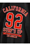 Kadın Siyah California 92 Baskılı Oversize Sweatshirt