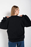 Kadın Siyah Oversize In The 90’s Baskılı Sweatshirt