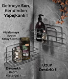 Yapışkanlı Banyo Düzenleyici Şampuanlık Duş Rafı Krom TŞ-01