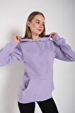 Kadın Lila Oversize Kapüşonlu Sweatshirt 000