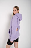 Kadın Lila Oversize Kapüşonlu Sweatshirt 000
