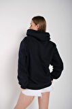 Kadın Lacivert Better Baskılı Oversize Sweatshirt