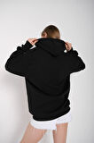 Kadın Siyah Better Baskılı Oversize Sweatshirt