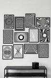 12 Parça Optik Geometrik 2 Renk Seçenekli Dekoratif Çerçeve Görünümlü Tablo Seti