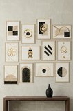 12 Parça Siyah Altın Geometrik 2 Renk Seçenekli Dekoratif Çerçeve Görünümlü Tablo Seti
