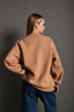Kadın Vizon Güneş Baskılı Oversize Sweatshirt