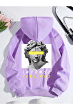 Unisex Lila Intense Feelings Sarı Sırt Baskılı Oversize Hoodie Kapşonlu