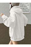 Kadın Beyaz Refrfsh Baskılı Sweatshirt