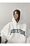 Kadın Beyaz Refrfsh Baskılı Sweatshirt