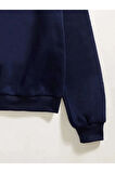 Kadın Lacivert Abstract Figure Baskılı Oversize Sweatshirt