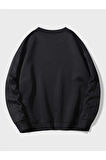 Unisex Siyah Arguing Baskılı Oversize Sweatshirt