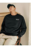 Siyah Vargancy Tasarım Baskılı Oversize Sweatshirt