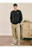 Siyah Vargancy Tasarım Baskılı Oversize Sweatshirt