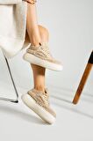Kadın Yüksek Taban Tüylü Sneaker Spor Ayakkabı TS1157