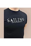Erkek  Nakış Baskılı Yumuşak Pamuklu T-Shirt