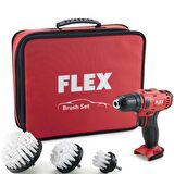 FLEX Pasta Cila Vidalama Ve Temizlik Fırça Seti - PXE80 Mini Polisaj, DD 2G Şarjlı Matkap,3lü Fırça