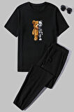 Uyguntarz Unisex Boys Bear Baskılı 2'li Eşofman Takımı