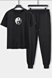 Uyguntarz Unisex Yin & Yang Baskılı 2'li Eşofman Takımı