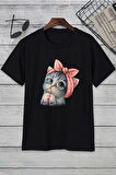 Uyguntarz Unisex Sevimli Kedi Tasarım T-shirt