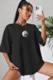 Uyguntarz Unisex Yin & Yang Baskılı T-shirt