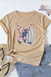 Unisex Flowers Baskılı T-shirt