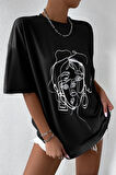 Uyguntarz Unisex Woman one line Baskılı T-shirt
