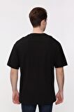 Erkek Oversize Bol Kalıp Bisiklet Yaka Siyah T-Shirt