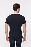 Erkek Battal Büyük Beden Bisiklet Yaka Lacivert T-Shirt