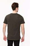 Erkek Battal Büyük Beden Bisiklet Yaka Haki Yeşil T-Shirt
