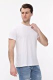 Erkek Regular Fit Bisiklet Yaka Beyaz Siyah T-Shirt