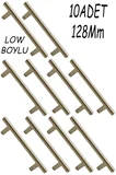 10 Adet Low Boylu 128 Mm Metal Saten Renk Mobilya Mutfak Dolap Çekmece Dolabı Kulpu Kulbu Kulpları.