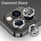 İphone 13 Pro Uyumlu Siyah Renk Taşlı Kırılmaz Çizilmez Kamera Lens Koruyucusu