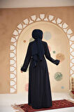 Boncuk İşlemeli Lacivert Tesettür Abaya 29130L