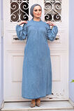 Mavi Tesettür Kot Elbise 19148M