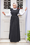 Jile Antrasit Tesettür Kot Elbise 19113ANT