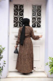 Leopar Desenli Tesettür Elbise 23927LP