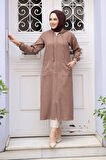 Kapşonlu Camel Tesettür Kap 511C