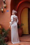 Drape Detaylı Taş Tesettür Abiye Elbise 52285TAS