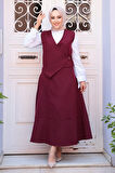 Bordo Tesettür Etekli İkili Takım 75471BR