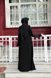 Boncuk İşlemeli Siyah Tesettür Abaya 29132S