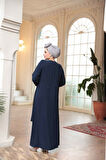 Boncuk İşlemeli Lacivert Tesettür Abaya 29121L