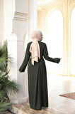 Boncuk İşlemeli Haki Tesettür Abaya 29117HK