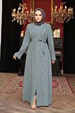 Boncuk İşlemeli Mint Tesettür Abaya 29117MINT