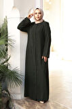 Boncuk İşlemeli Haki Tesettür Abayaa 29118HK