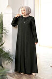 Boncuk İşlemeli Haki Tesettür Ferace 29123HK
