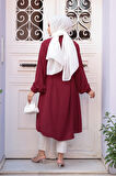 Düğmeli Bordo Tesettür Tunik 32172BR