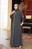 Fermuarlı Füme Tesettür Ferace 26381FU